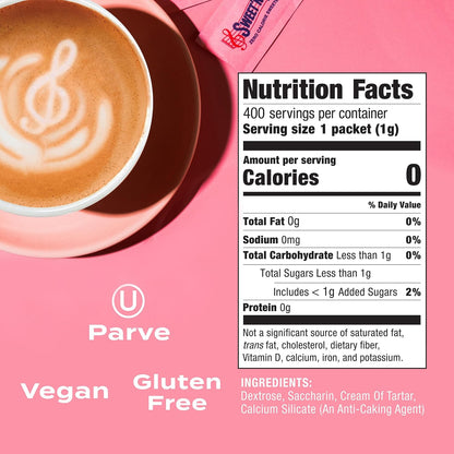 Zero calorie sweetener packets for coffee and tea