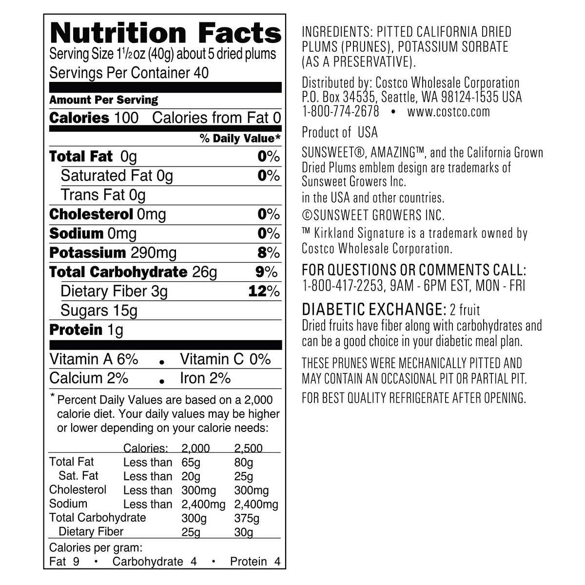 Kirkland Signature's Dried Plums Pitted Prunes, 3.5 Pounds (2 Pack(3.5 Pounds))