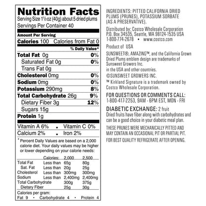 Kirkland Signature's Dried Plums Pitted Prunes, 3.5 Pounds (2 Pack(3.5 Pounds))