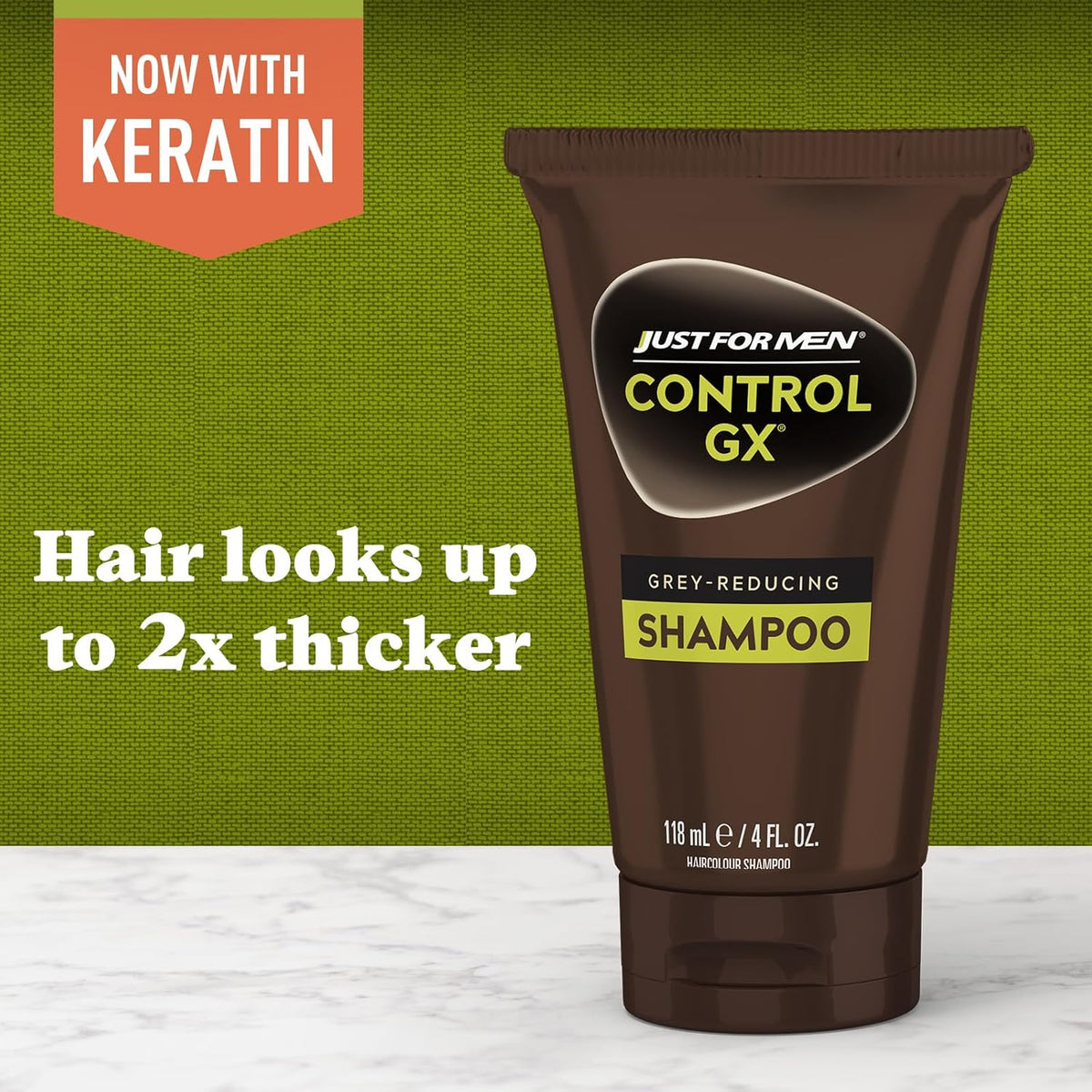 Men’s keratin shampoo for gradual gray reduction
