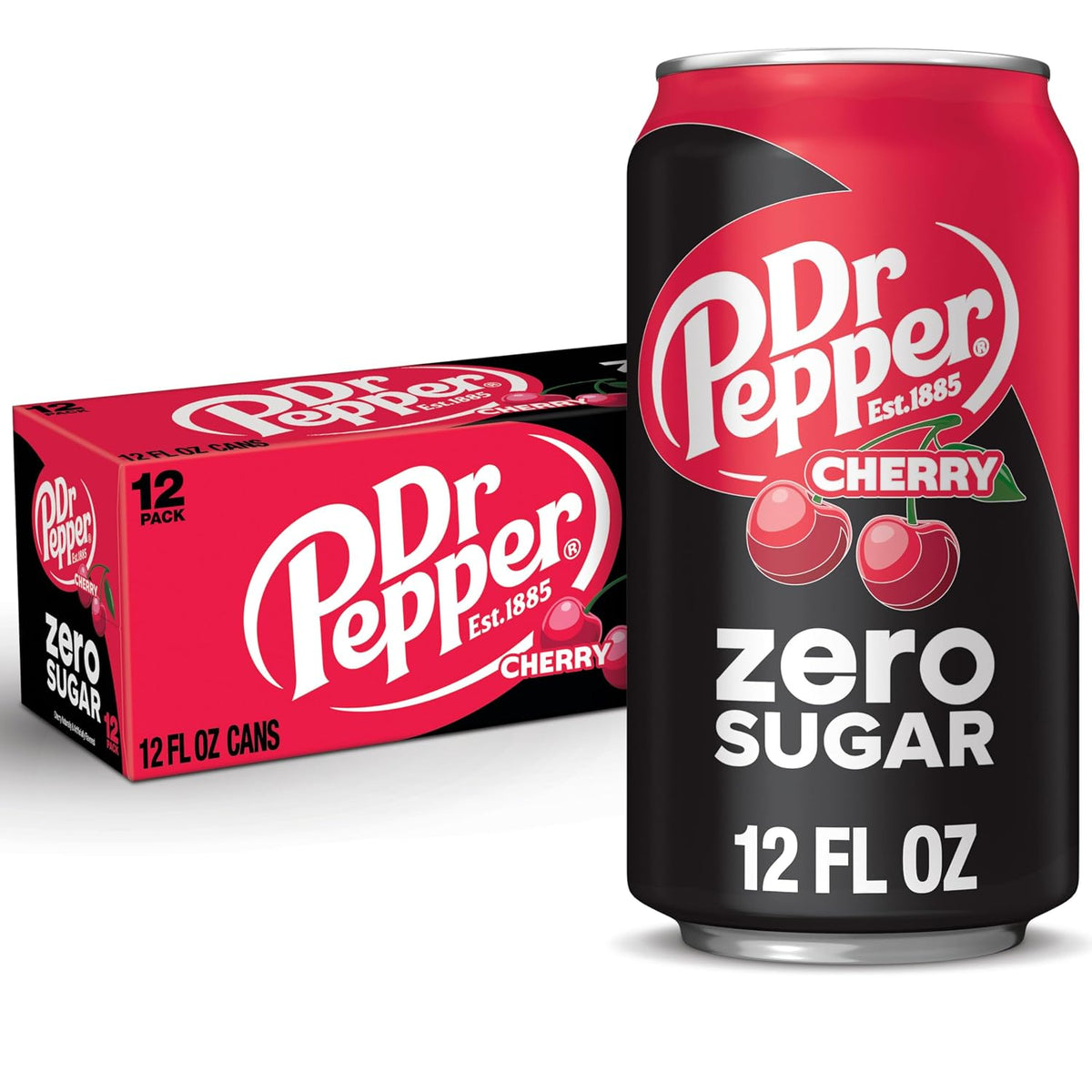 Dr Pepper Cherry Zero Sugar 12 fl oz soda cans