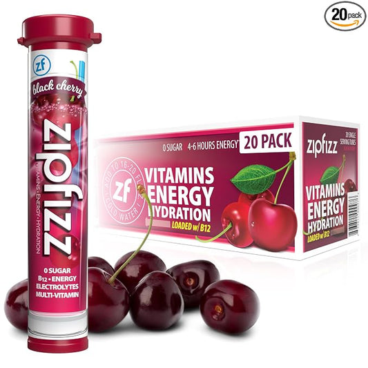 Zipfizz Black Cherry energy drink powder 20 pack