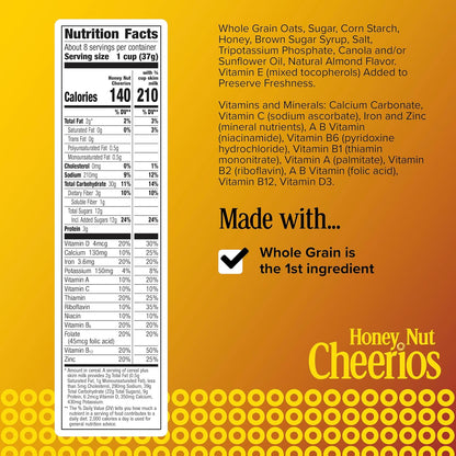 Cheerios whole grain oat cereal with honey flavor