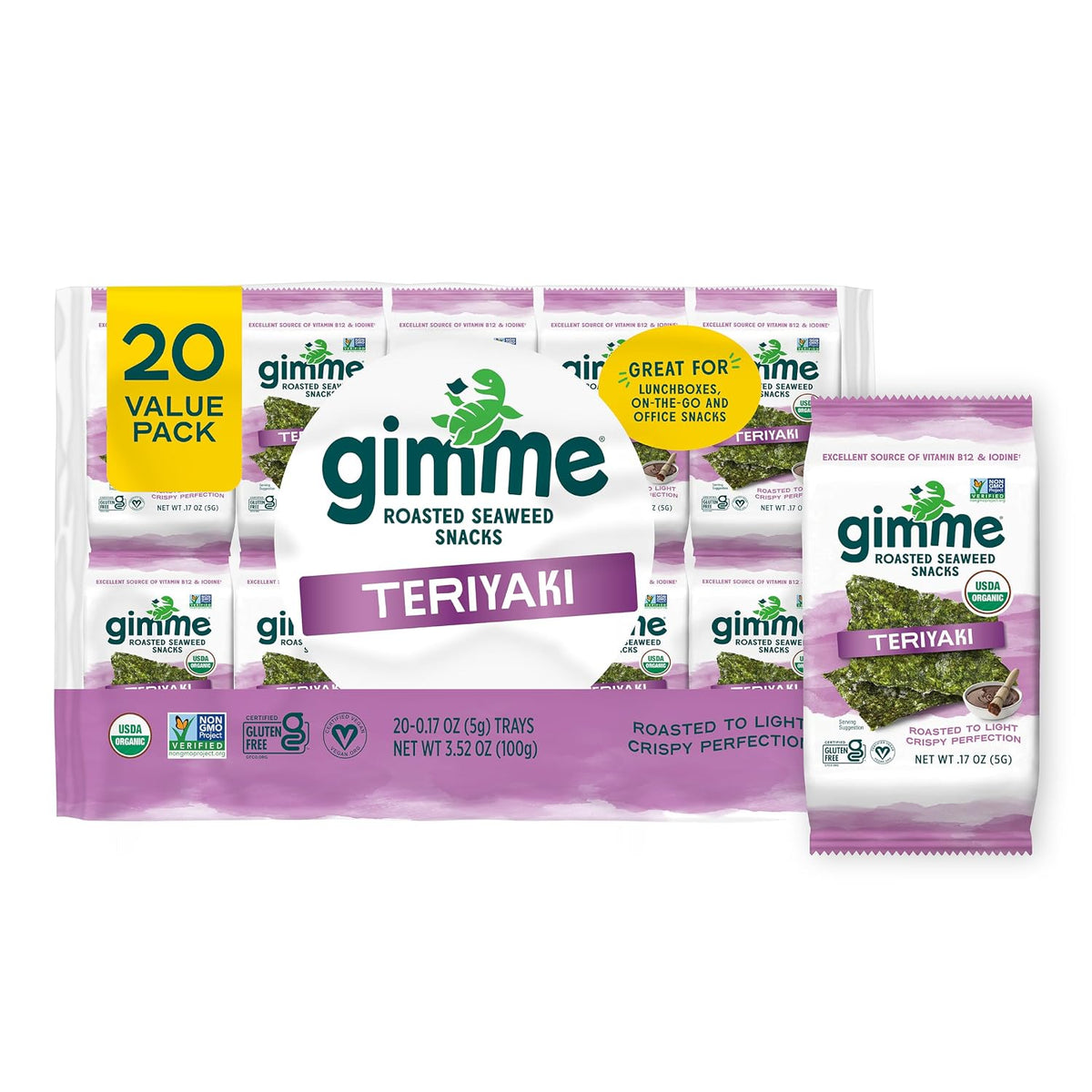 Teriyaki organic roasted seaweed snack pack by gimMe