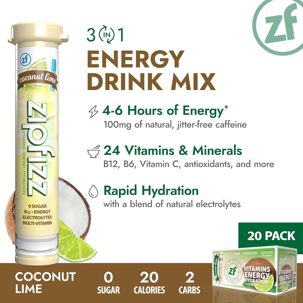 Zipfizz drink mix packet for cold water bottle