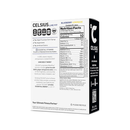 CELSIUS energy drink powder sticks blueberry lemonade flavor