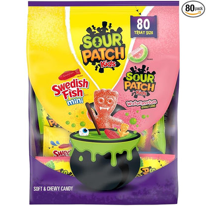 SOUR PATCH KIDS and SWEDISH FISH candy variety pack 80 ct