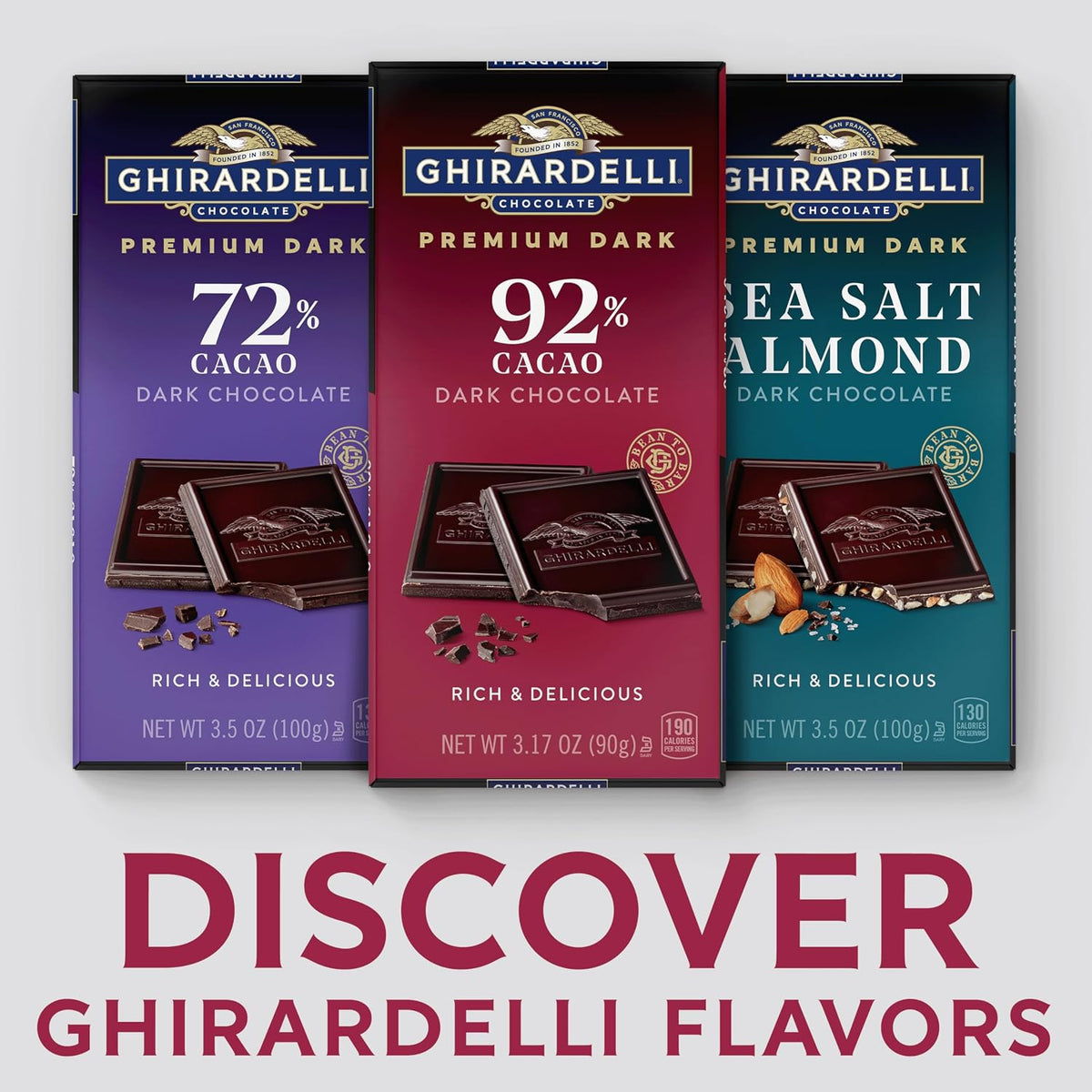 Premium Ghirardelli Intense Dark 92% cacao chocolate bar