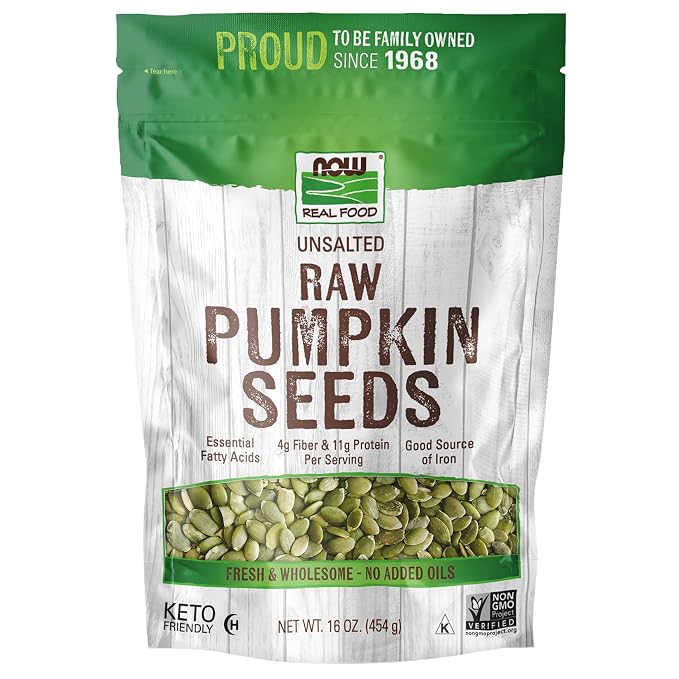 NOW Foods raw unsalted pumpkin seeds 1 pound bag