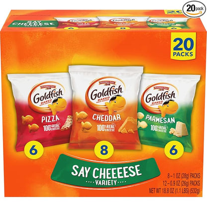 Goldfish Say Cheeeese cheese cracker snack packs variety box