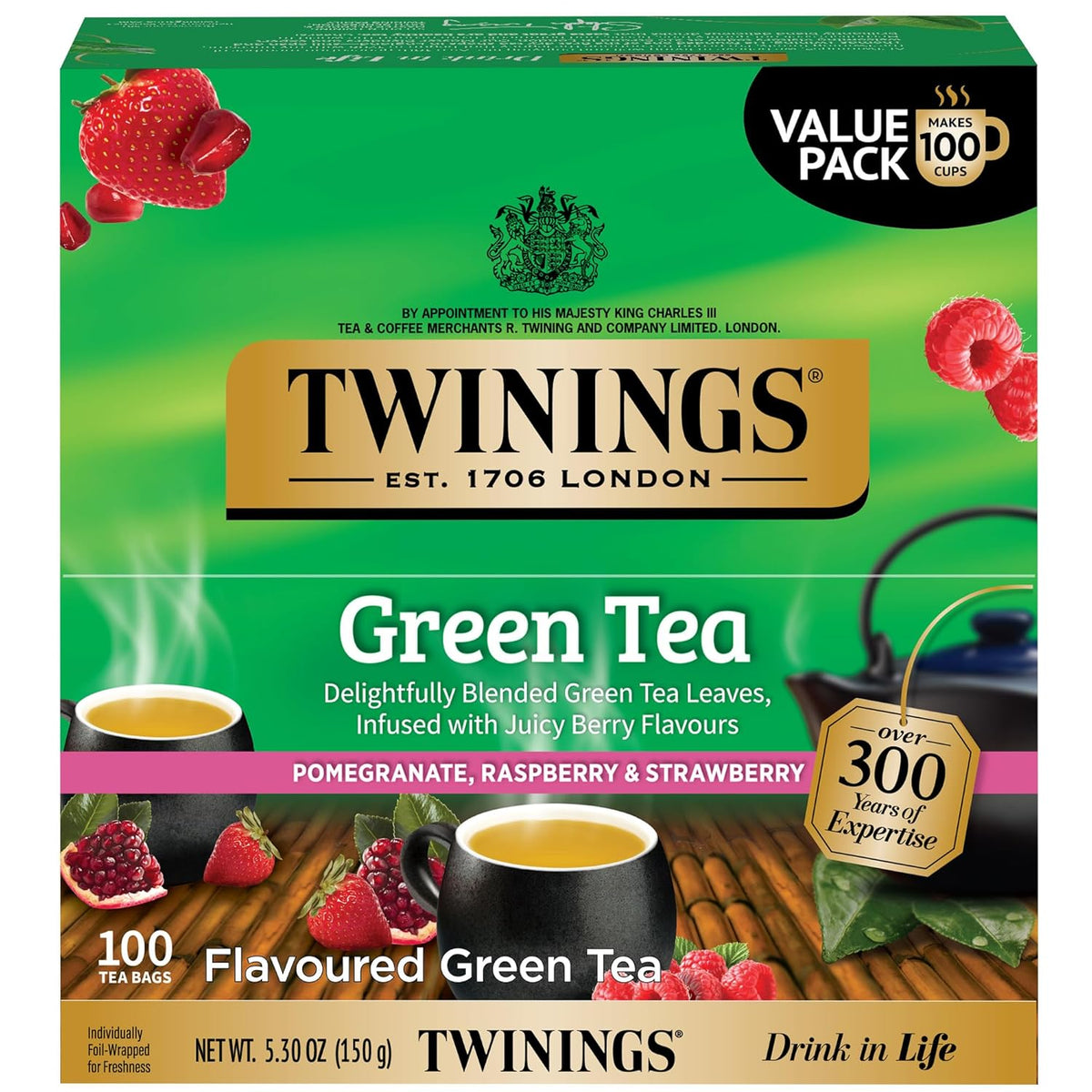 Twinings fruit flavored green tea bags box