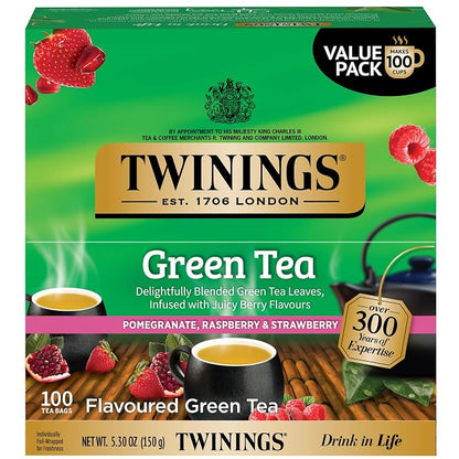 Twinings green tea with pomegranate raspberry strawberry 100 count