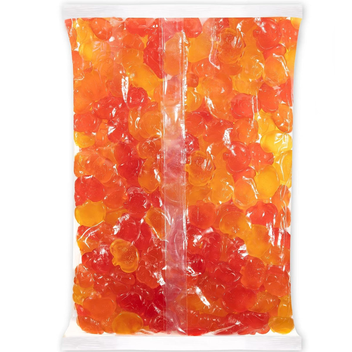 Soft chewy pumpkin-shaped gummies in large bag