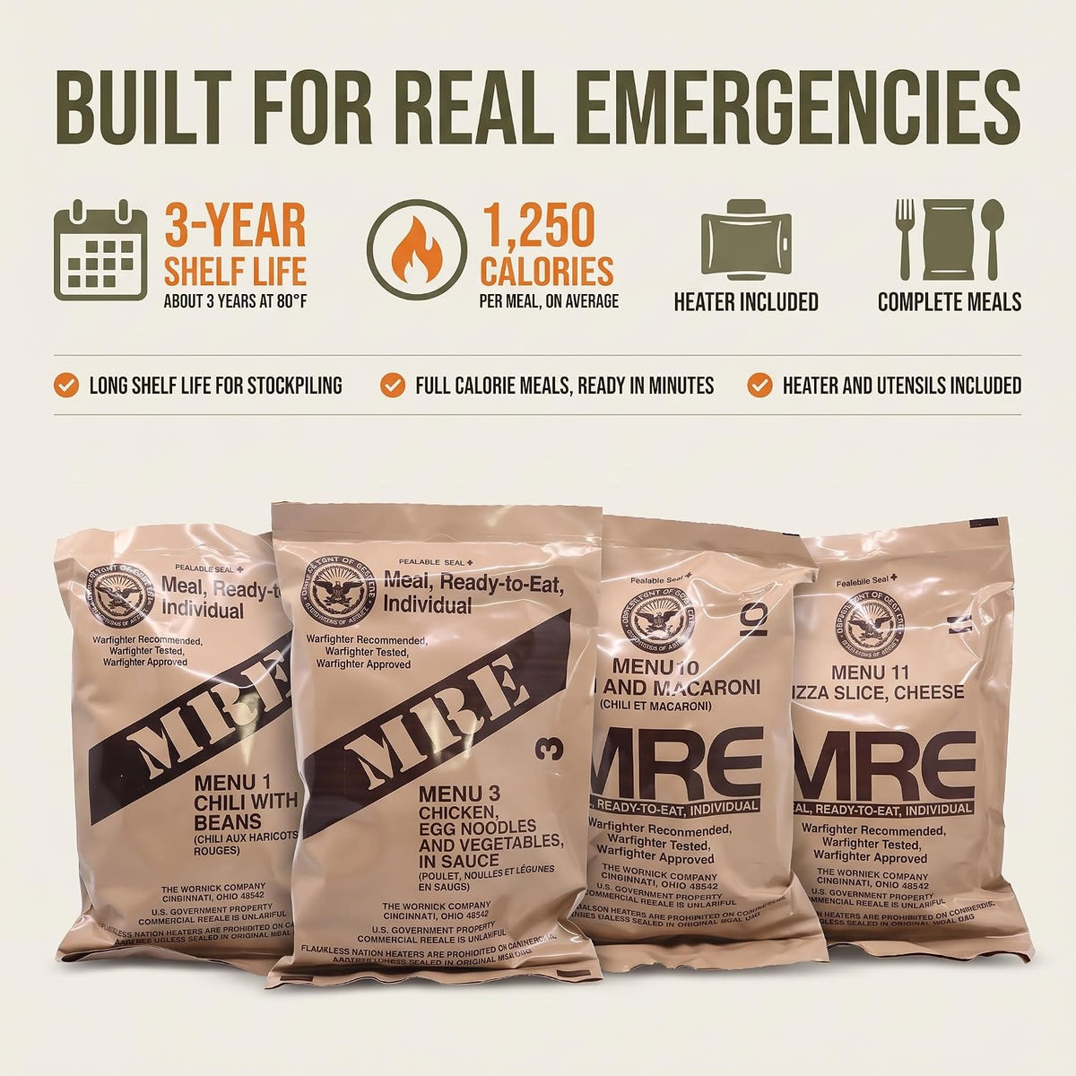Portable ready-to-eat meals for outdoor adventures