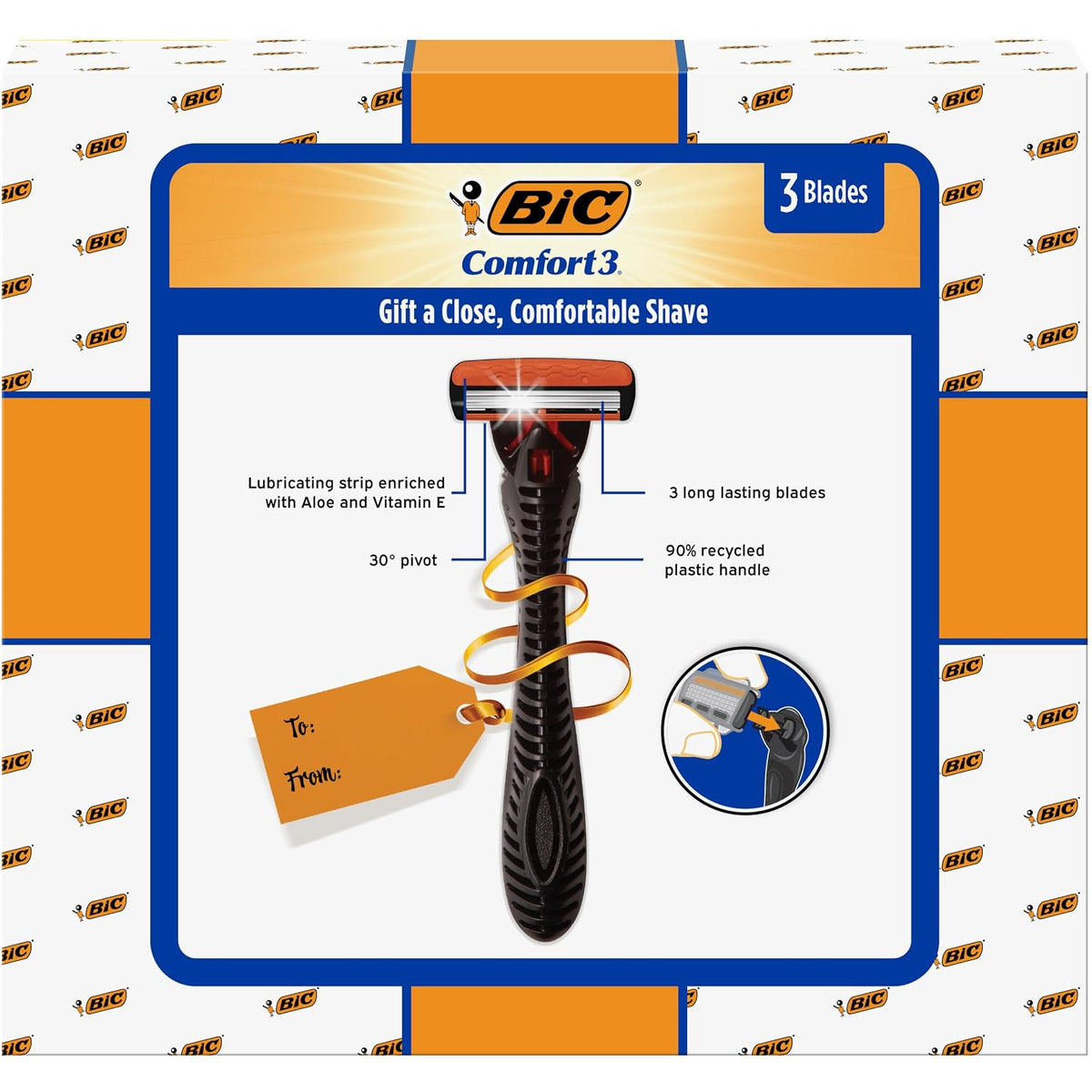 Three-blade refillable razor cartridges for men
