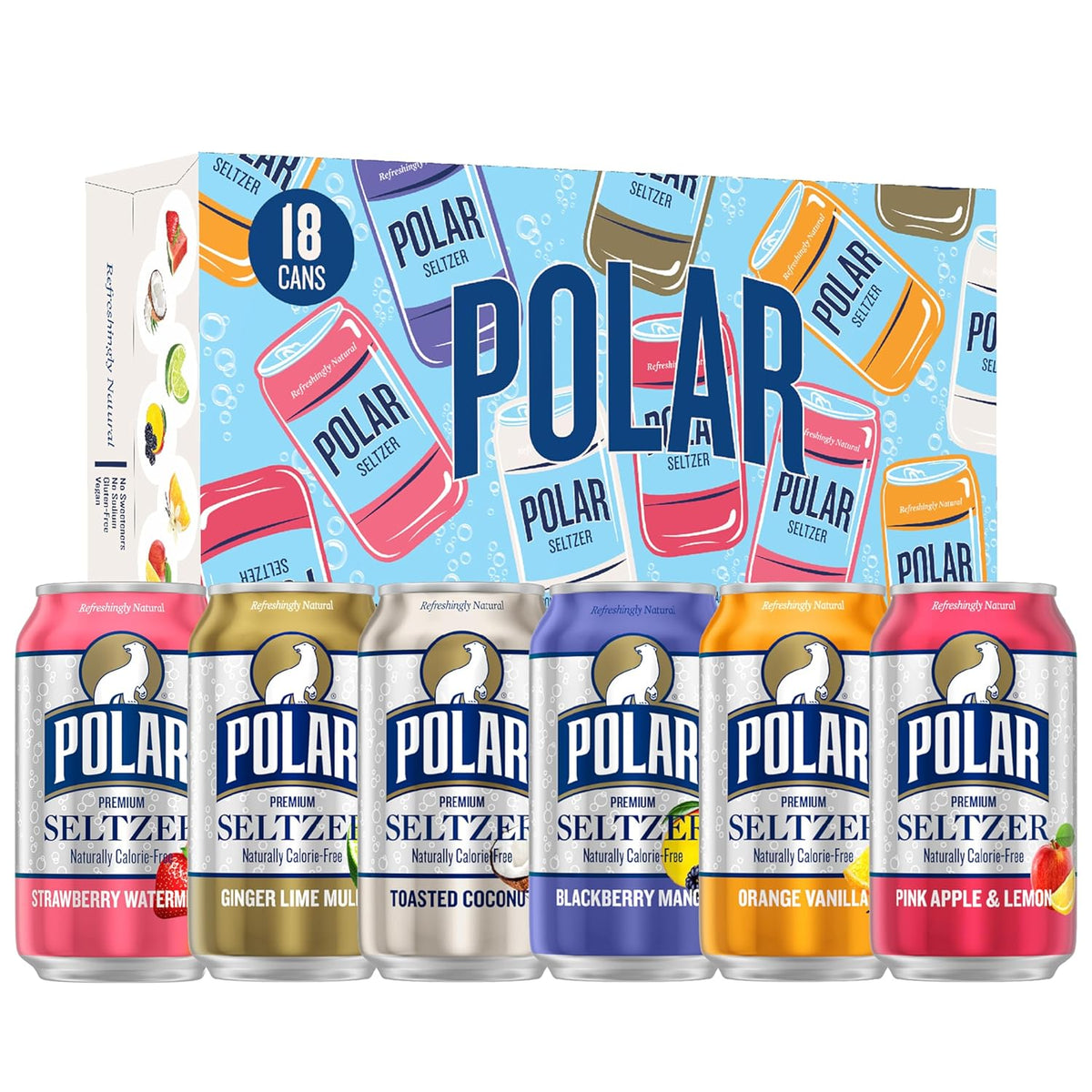 POLAR sparkling seltzer variety pack cans