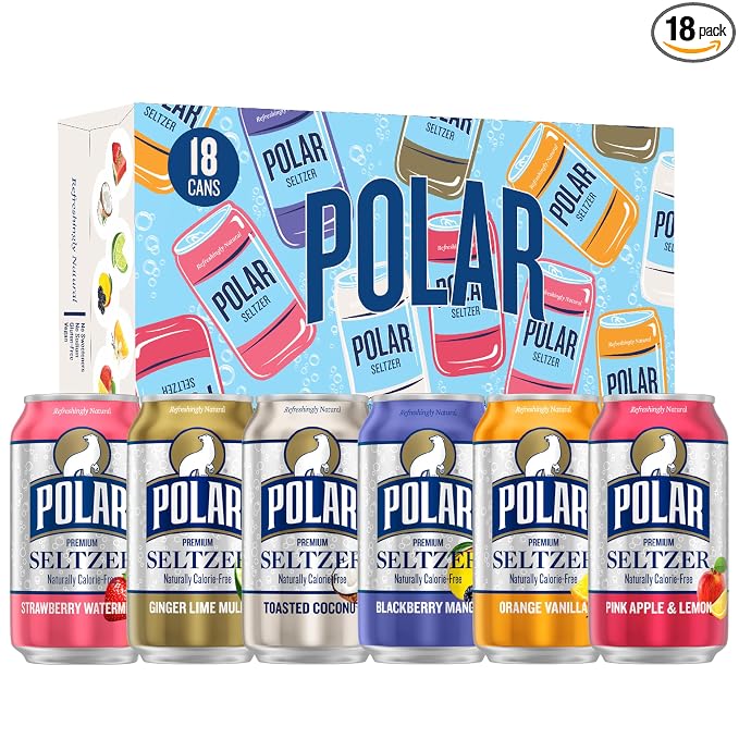 POLAR Seltzer Water Sampler Variety Pack 18 cans