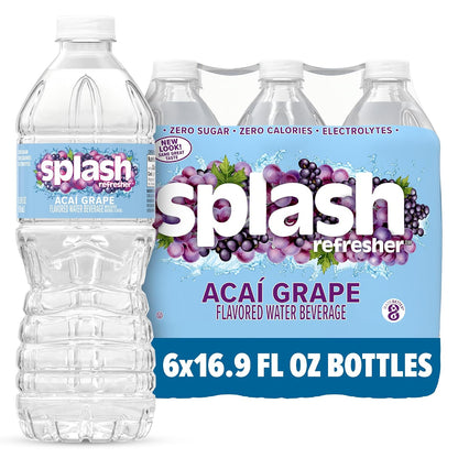 Acai grape flavored bottled water with electrolytes