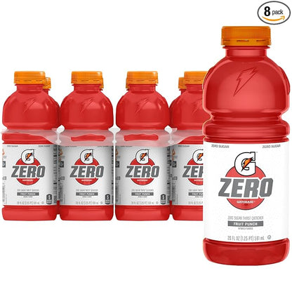 Gatorade Zero Sugar Fruit Punch 20oz bottles 8 pack