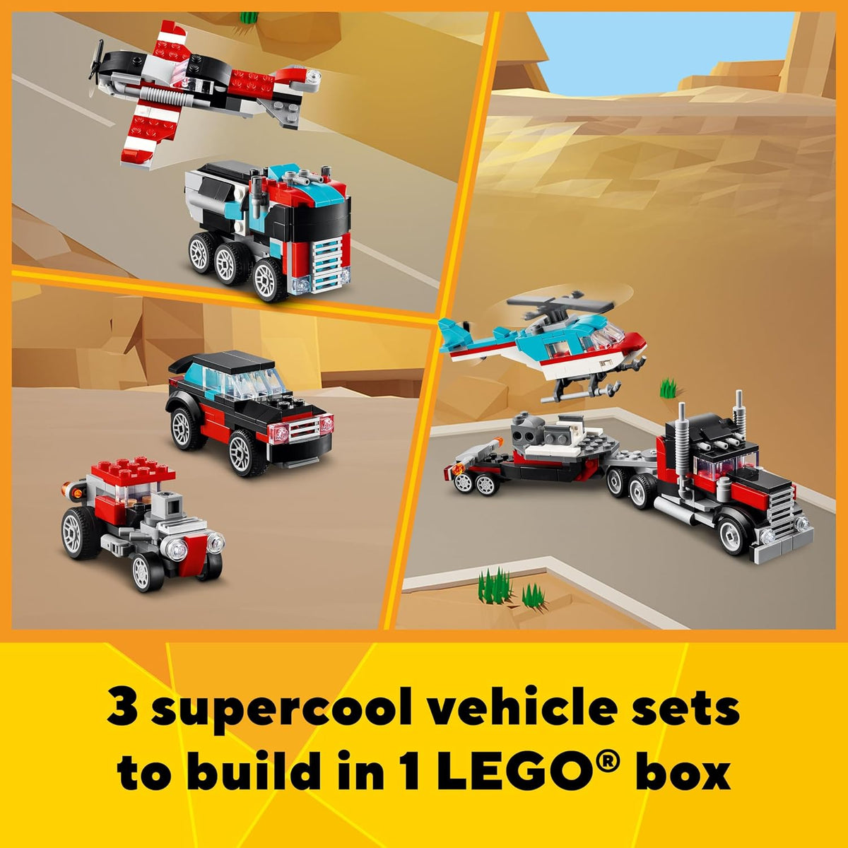 LEGO hot rod and SUV car rebuild toy set