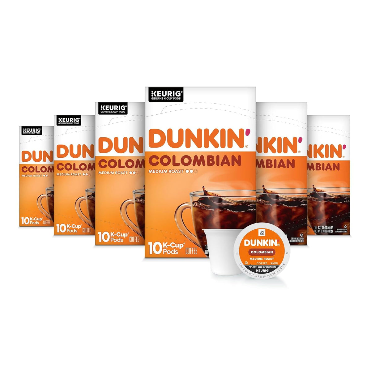 Dunkin' Colombian coffee in 10-count K-Cup boxes