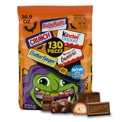 130-count assorted Halloween candy minis and fun size bars