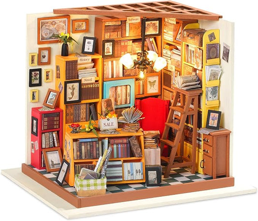 RoWood Sam's Study DIY miniature dollhouse kit