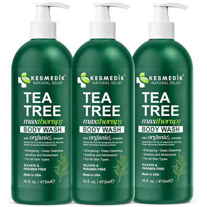 Visit the KESMEDIK Store — KESMEDIK Tea Tree Body Wash MaxTherapy, Itchy Skin Relief Soap, Soothes Jock Itch, Athlete's Foot, Acne, Eczema, Psoriasis & Sensitive Skin, Intimate Wash, Men & Women, 2-Pack, Original Edition