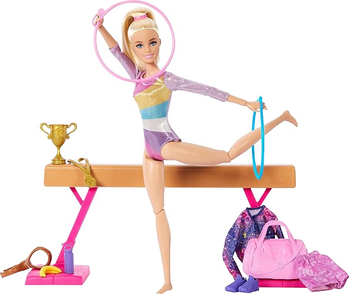 Barbie gymnastics doll and accessories playset