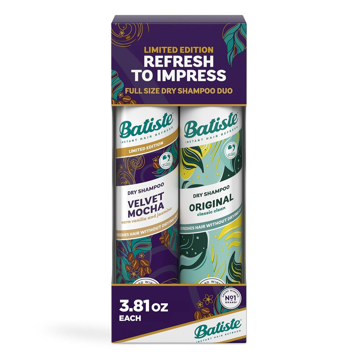 Batiste dry shampoo duo with Original and Velvet Mocha scents