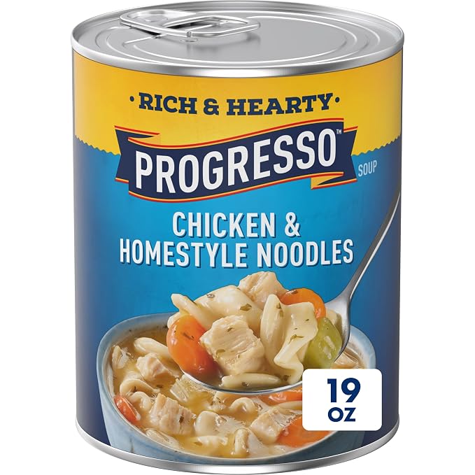 Progresso Rich & Hearty Chicken Homestyle Noodles Soup can