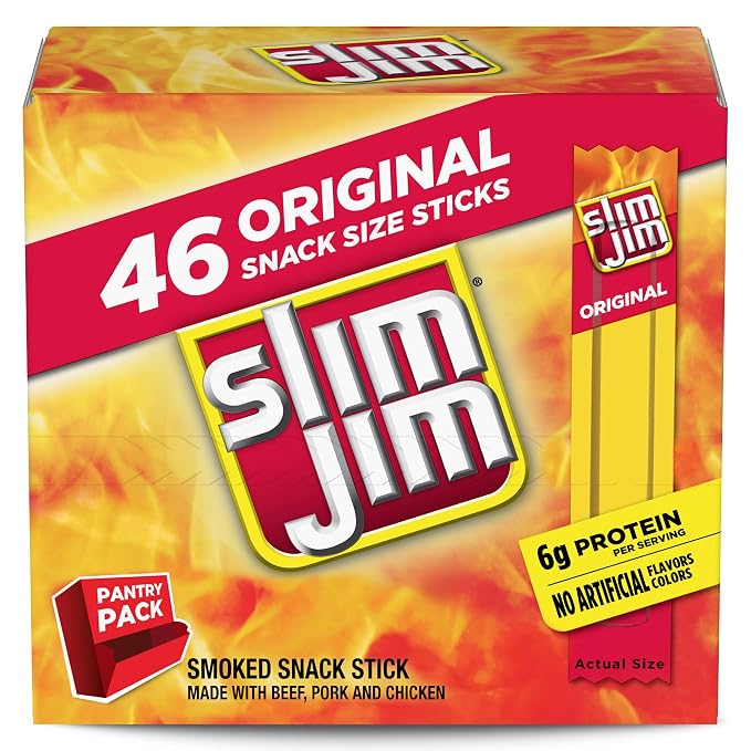 Slim Jim Original smoked jerky meat snack sticks box