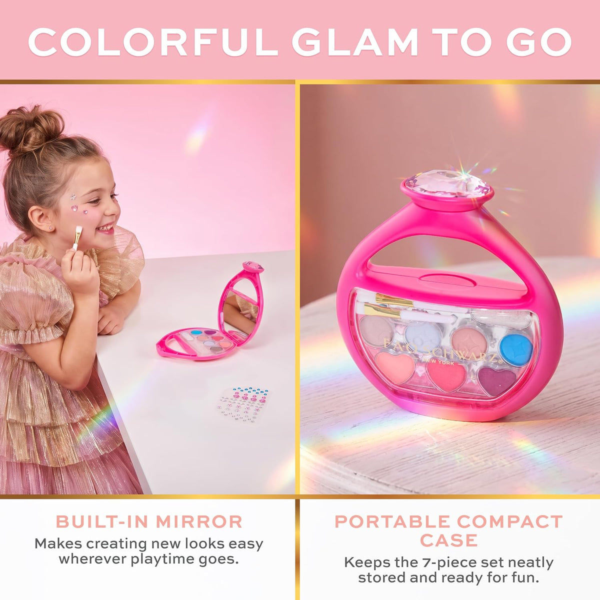 FAO Schwarz kids beauty set with brushes and face gems