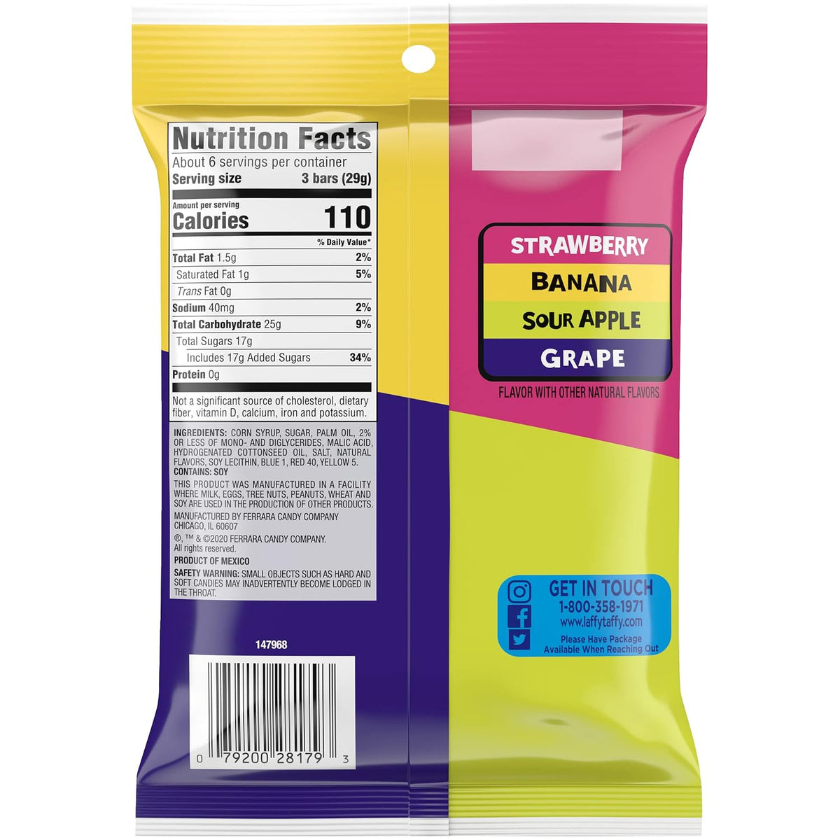 Assorted chewy taffy mini bars in fruity flavors