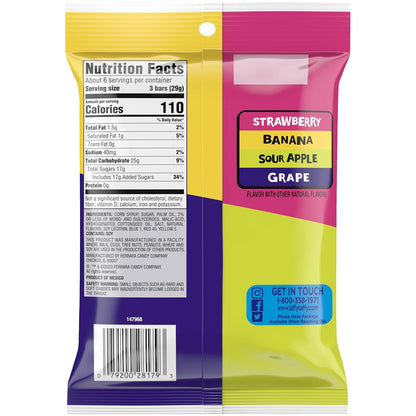 Assorted chewy taffy mini bars in fruity flavors