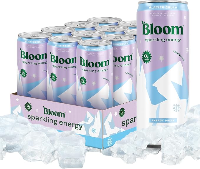 Bloom Nutrition Glacier Crush zero sugar energy drink 12 pack