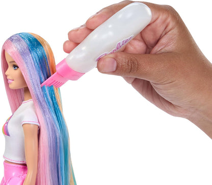 Barbie rainbow hair doll with glitter comb and barrettes