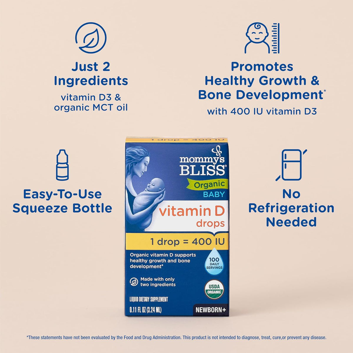 Baby Vitamin D supplement drops 400 IU per drop