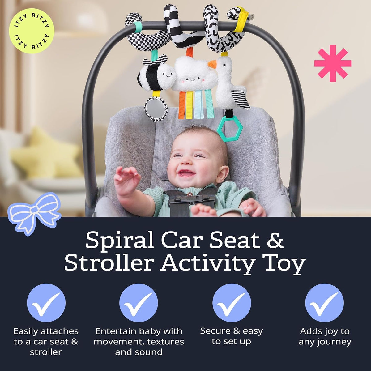 Itzy Ritzy stroller toy with dangling sensory ring