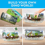 Light-up dinosaur terrarium kit with grass-growing supplies