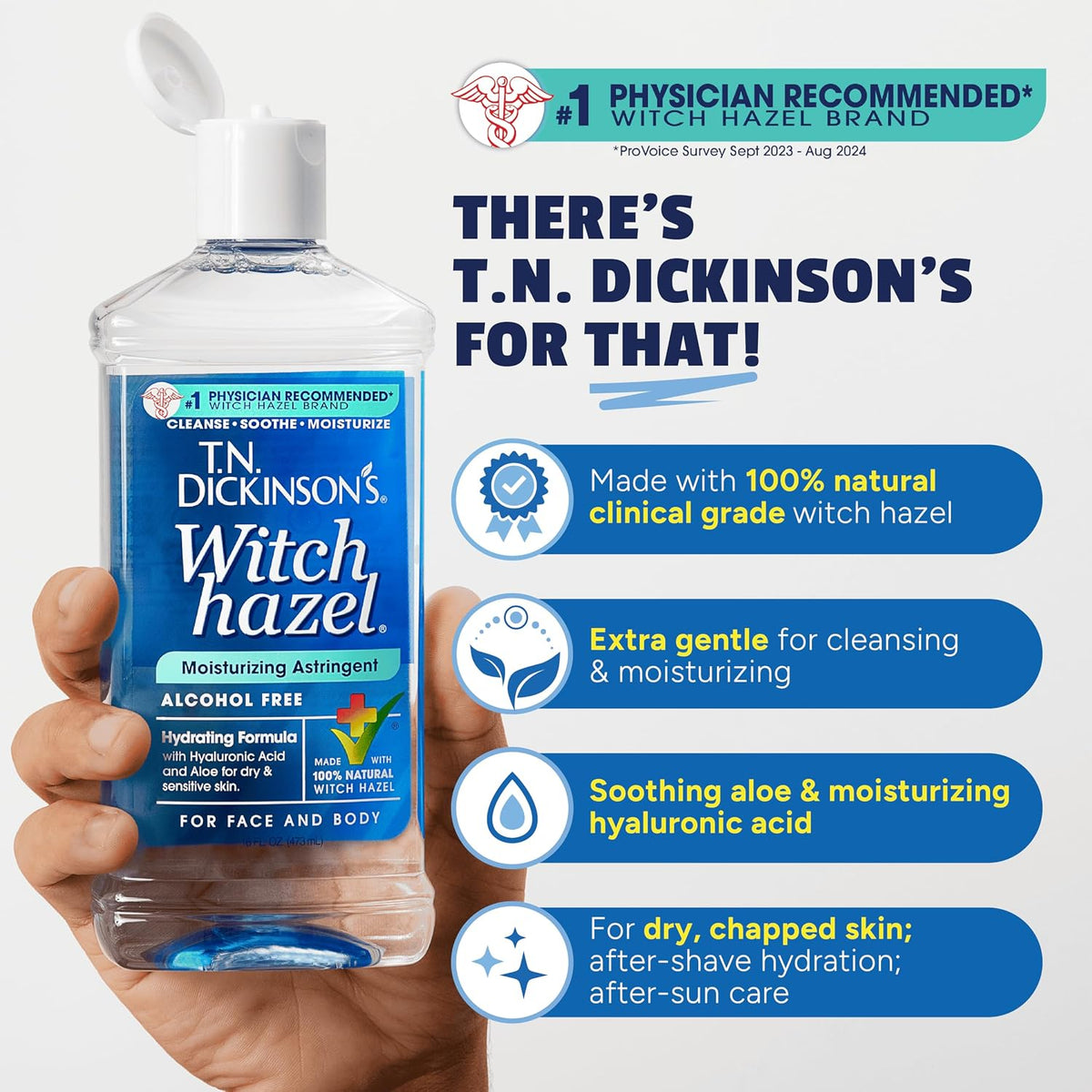 Gentle witch hazel toner with aloe and hyaluronic acid