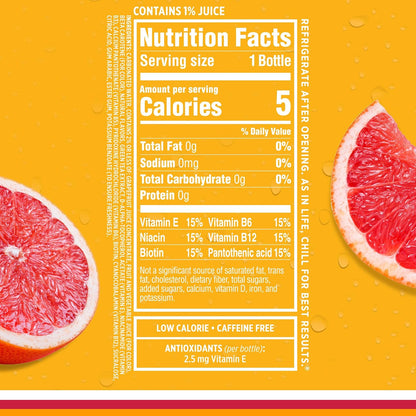 Pink grapefruit flavored sparkling water with vitamins