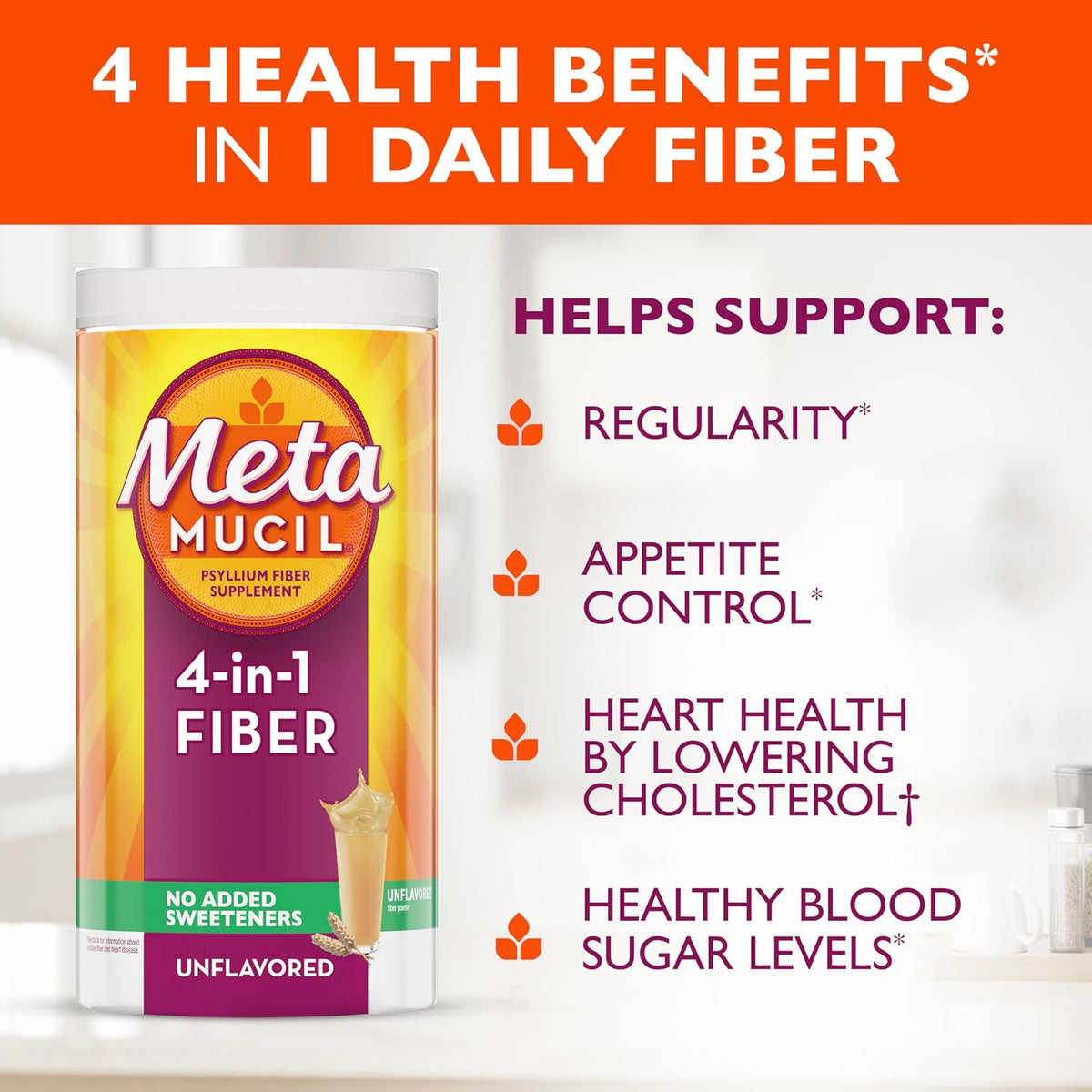 Sugar-free Metamucil fiber powder no added sweetener