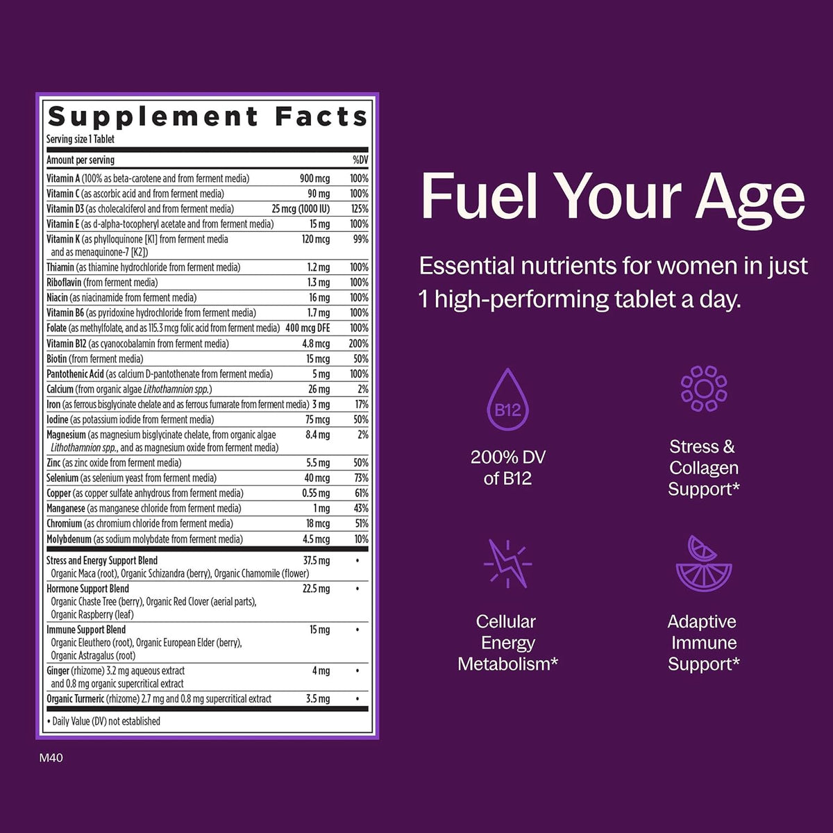Vegetarian women's multivitamin supplement tablets