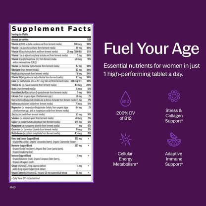 Vegetarian women's multivitamin supplement tablets