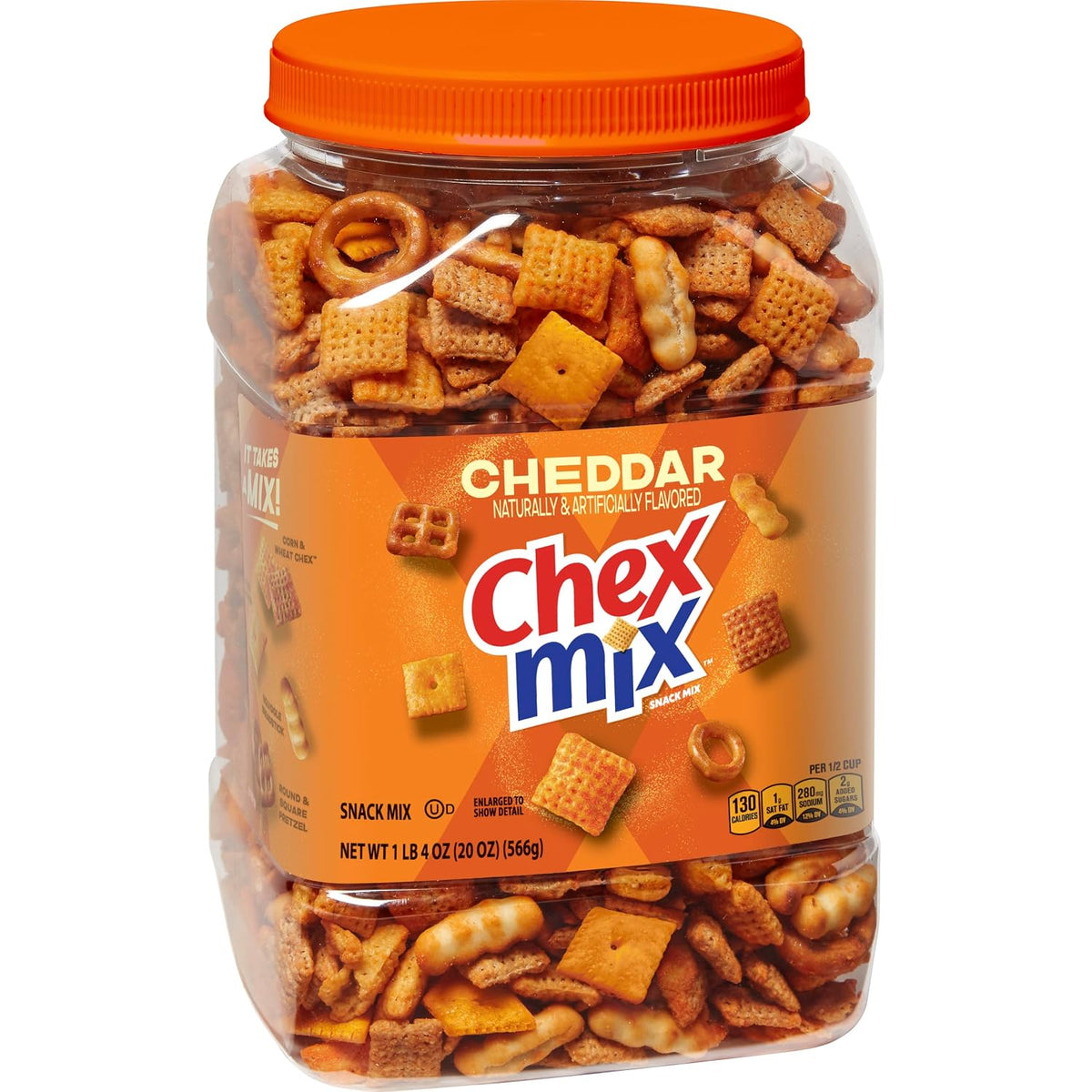 Chex Mix Cheddar crunchy snack mix 20 oz container
