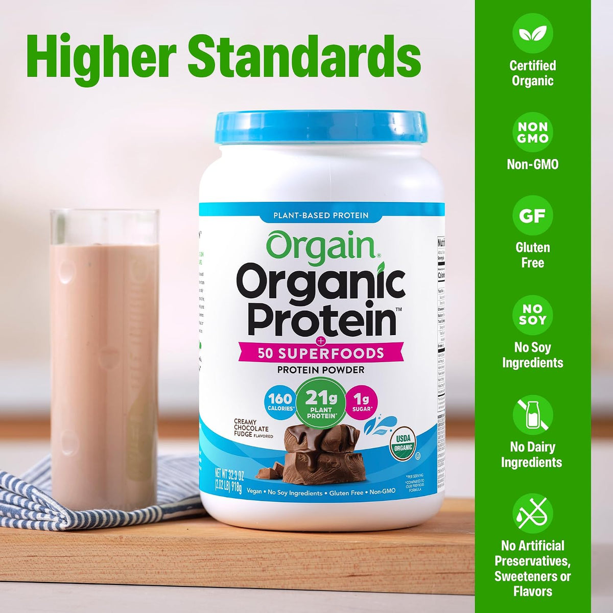 Orgain vegan protein powder with 21g protein