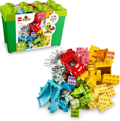Colorful LEGO DUPLO bricks in deluxe storage box