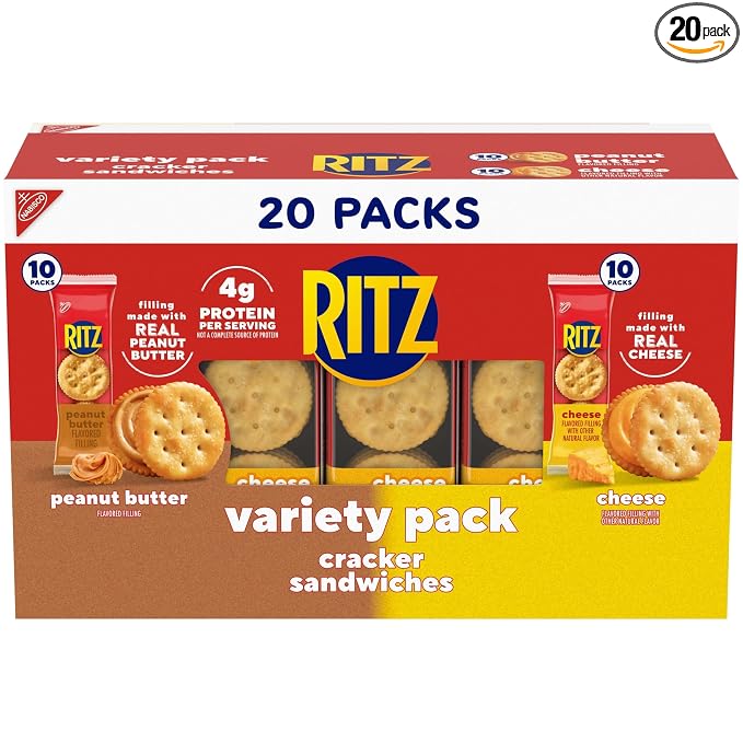 RITZ Peanut Butter and Cheese Sandwich Crackers variety pack box