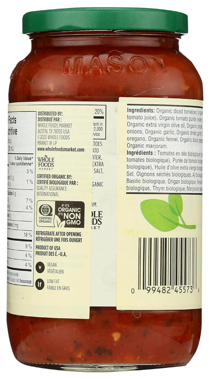 25 ounce organic herb pasta sauce pantry staple